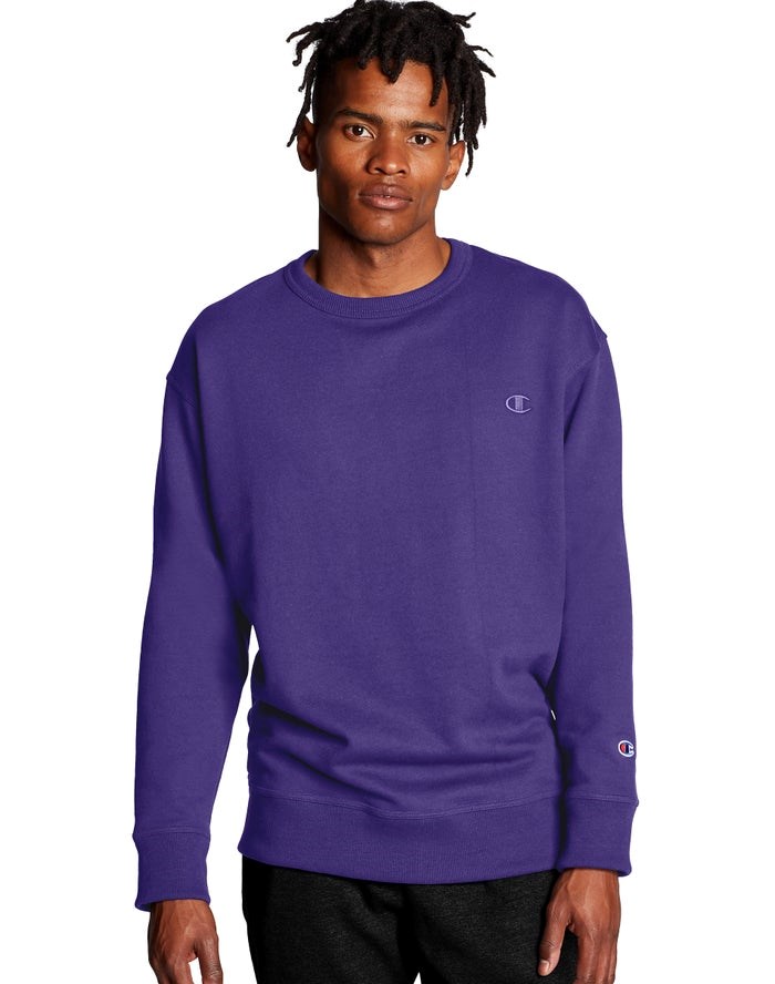 Champion Powerblend Fleece Crew C Logo Tröjor Herr Lila | 1698735-OP