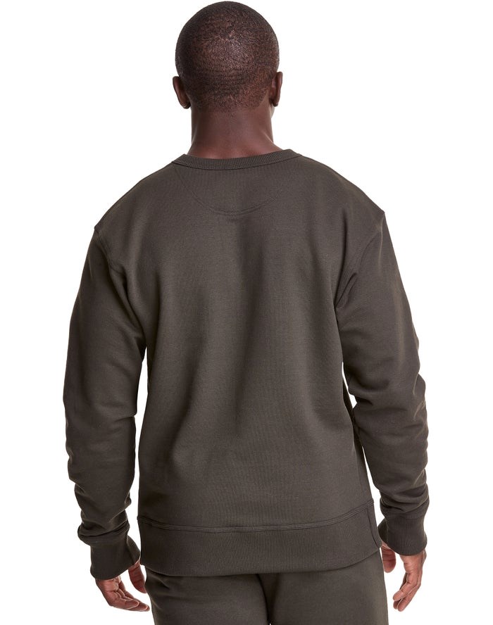 Champion Powerblend Fleece Crew C Logo Tröjor Herr Mörkolivgröna | 2530416-QP