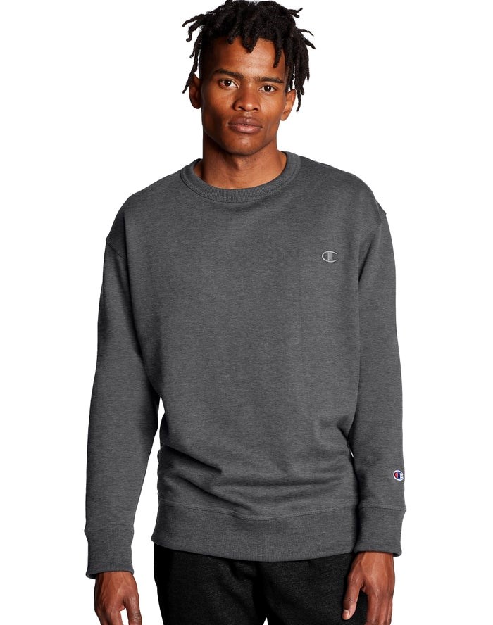 Champion Powerblend Fleece Crew C Logo Tröjor Herr Mörkgrå | 2531904-SM