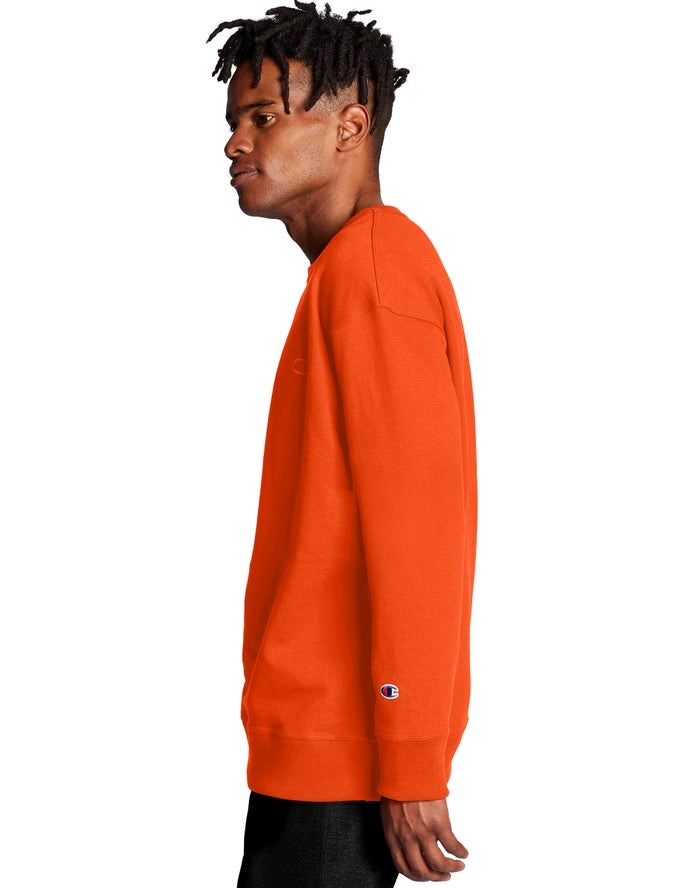 Champion Powerblend Fleece Crew C Logo Tröjor Herr Orange | 7318526-TY