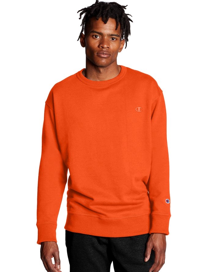 Champion Powerblend Fleece Crew C Logo Tröjor Herr Orange | 7318526-TY