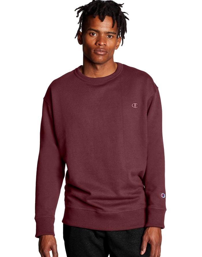 Champion Powerblend Fleece Crew C Logo Tröjor Herr Mörkröda | 8023697-SK