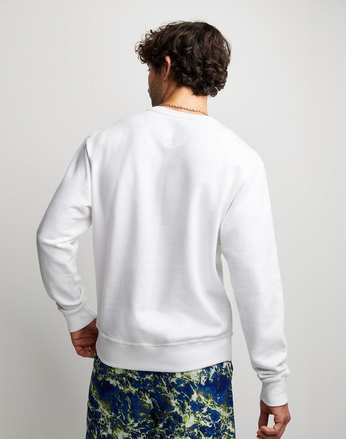 Champion Powerblend Fleece Crew Chasing Waves Tröjor Herr Vita | 4675203-DQ