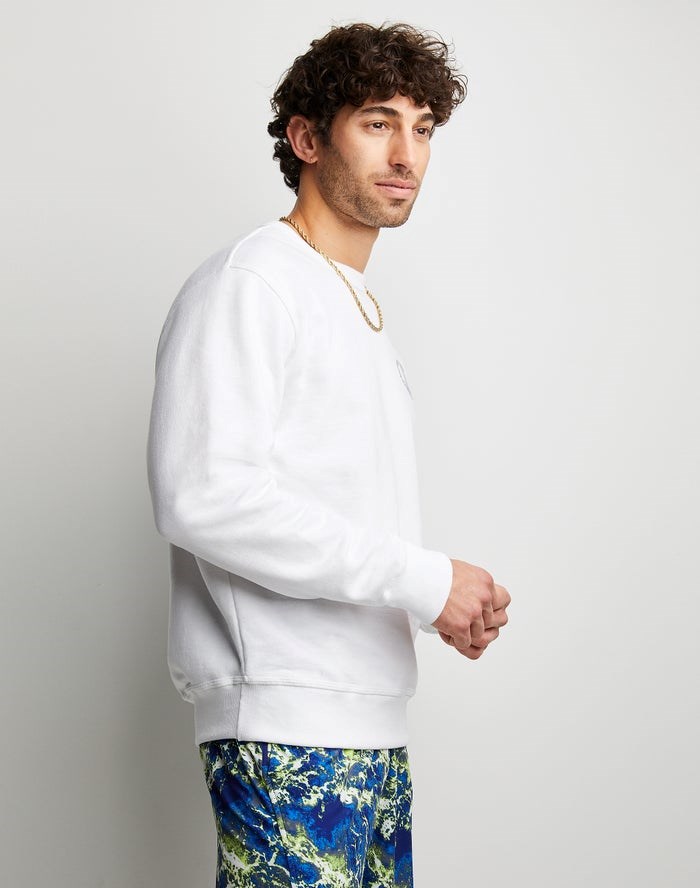 Champion Powerblend Fleece Crew Chasing Waves Tröjor Herr Vita | 4675203-DQ