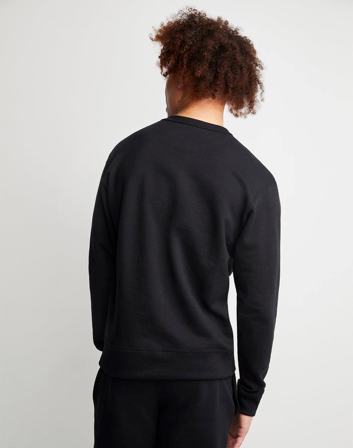 Champion Powerblend Fleece Crew Chasing Waves Tröjor Herr Svarta | 6752089-SX