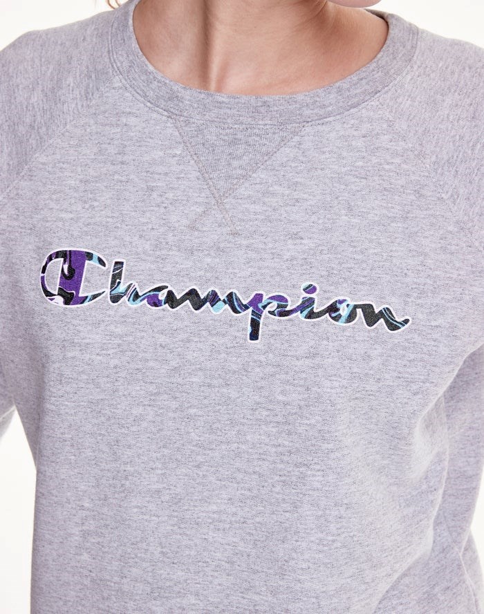 Champion Powerblend Fleece Crew Liquid Filled C T-shirt Dam Grå | 4087923-IW