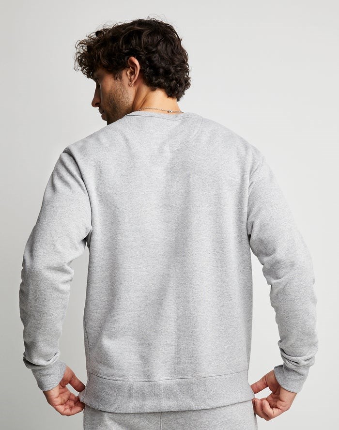 Champion Powerblend Fleece Crew Ripple Effect Graphics Tröjor Herr Grå | 9735604-KQ