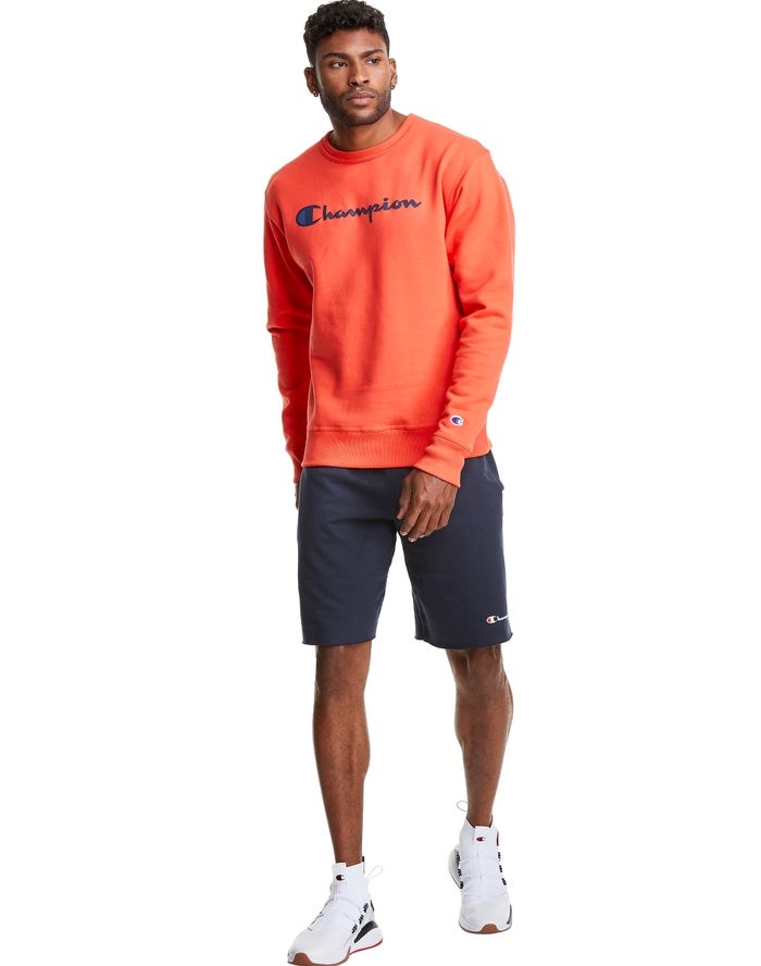 Champion Powerblend Fleece Crew Script Logo Tröjor Herr Orange | 0493251-YH