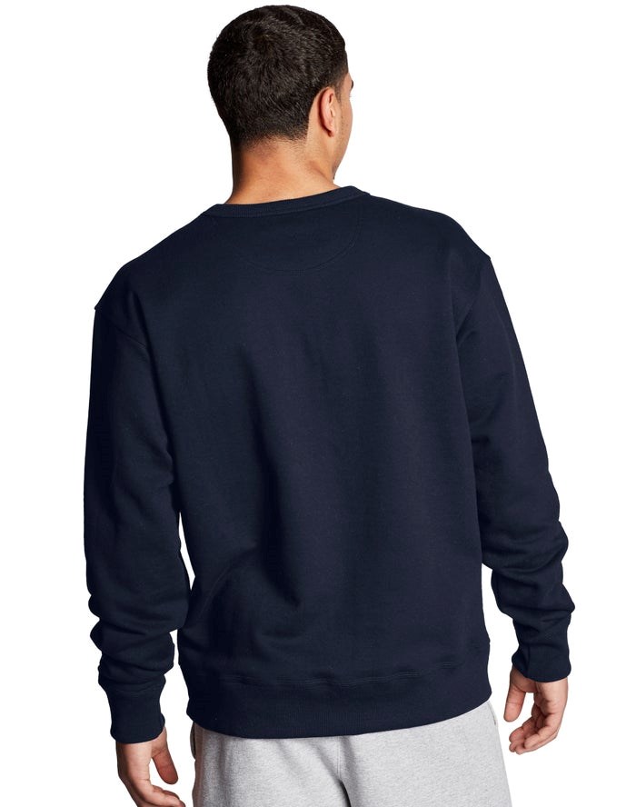 Champion Powerblend Fleece Crew Script Logo Tröjor Herr Marinblå | 3724051-JK