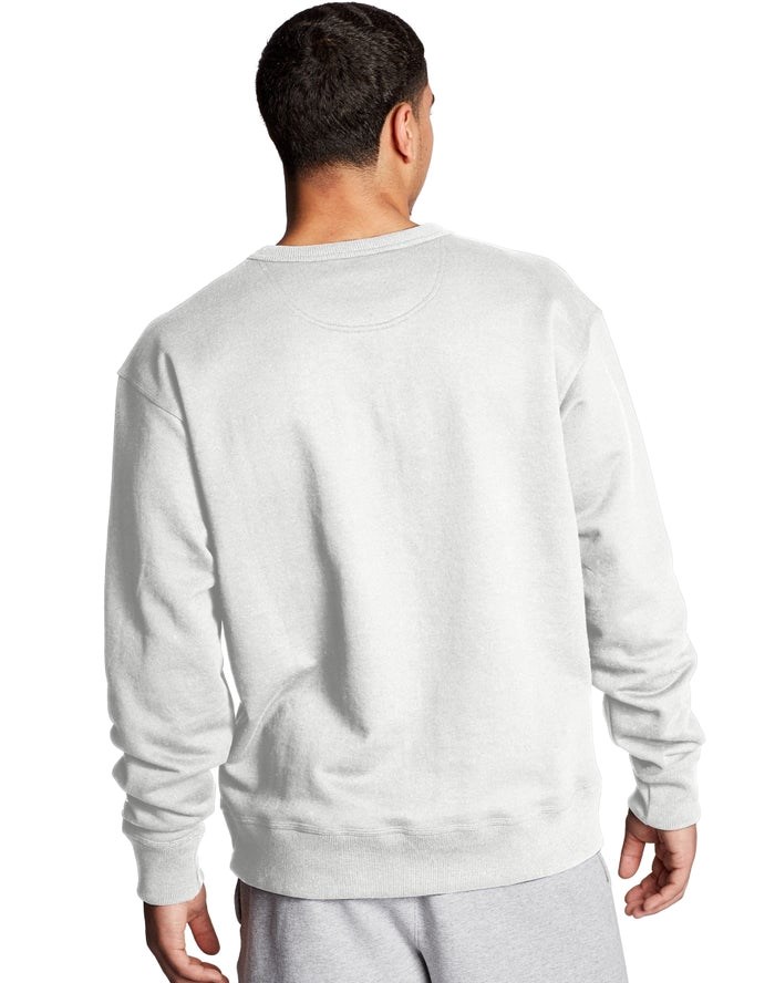 Champion Powerblend Fleece Crew Script Logo Tröjor Herr Vita | 6349782-ZW