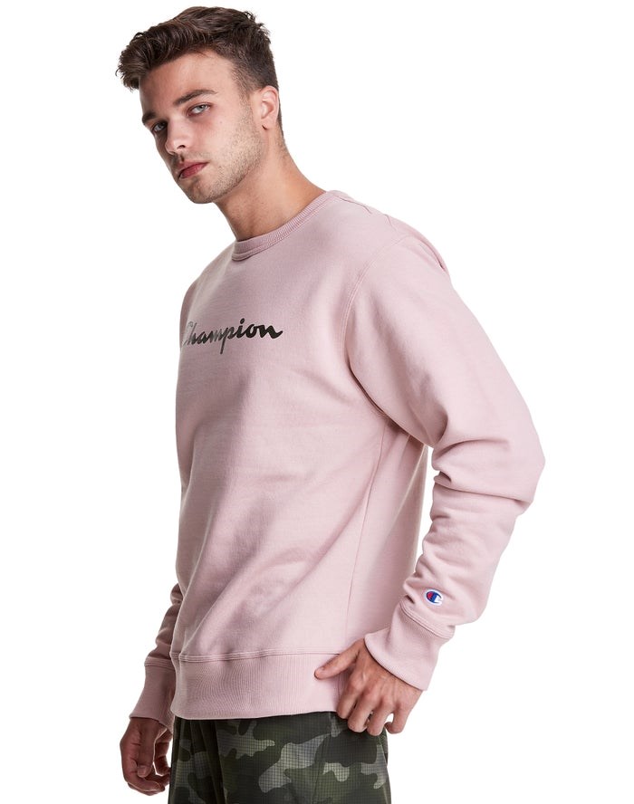 Champion Powerblend Fleece Crew Script Logo Tröjor Herr Rosa | 7405638-BM