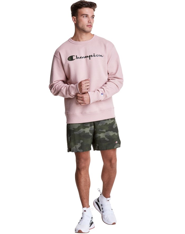 Champion Powerblend Fleece Crew Script Logo Tröjor Herr Rosa | 7405638-BM