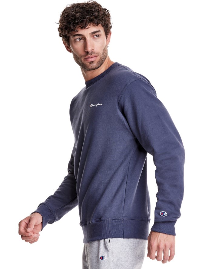 Champion Powerblend Fleece Crew Script Logo Tröjor Herr Blå | 8345701-BZ