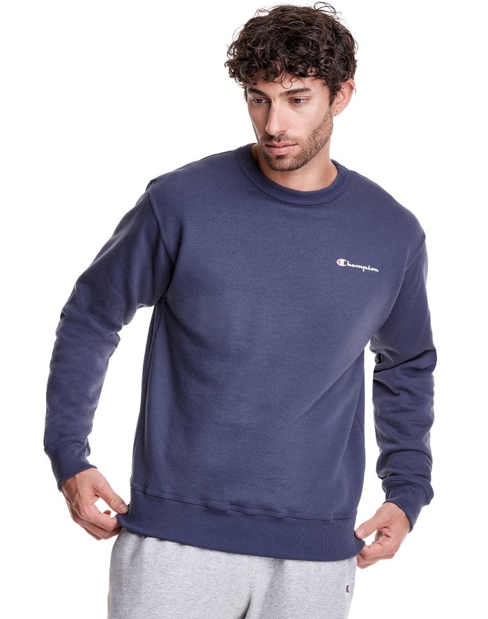 Champion Powerblend Fleece Crew Script Logo Tröjor Herr Blå | 8345701-BZ