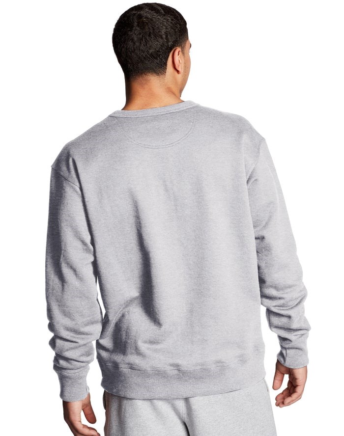 Champion Powerblend Fleece Crew Script Logo Tröjor Herr Grå | 8679402-JN