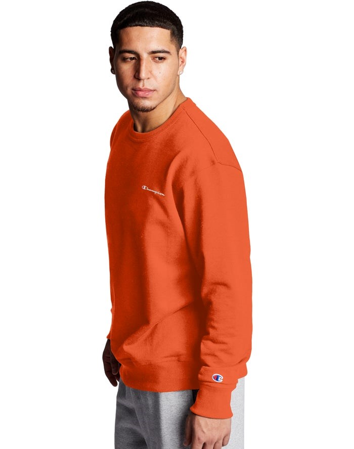 Champion Powerblend Fleece Crew Script Logo Tröjor Herr Orange | 9013768-SL