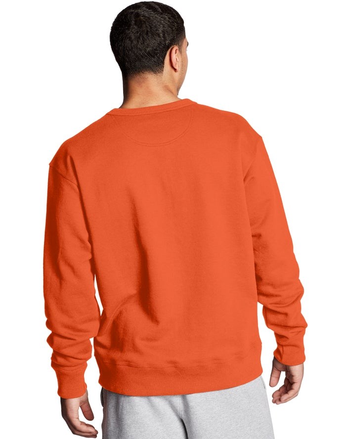 Champion Powerblend Fleece Crew Script Logo Tröjor Herr Orange | 9013768-SL