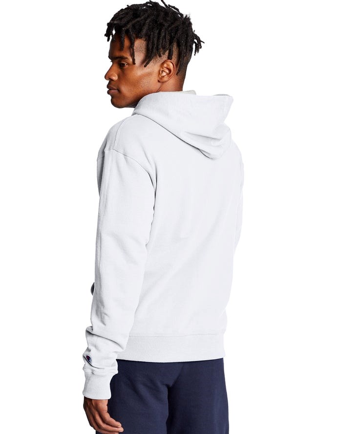 Champion Powerblend Fleece Full Zip C Logo Hoodie Herr Vita | 1368924-GY