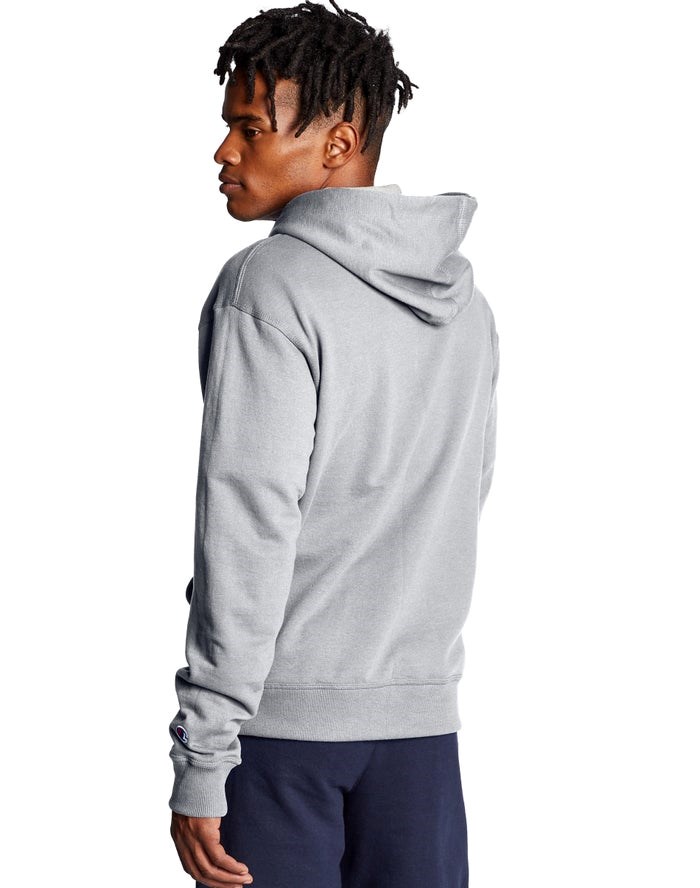 Champion Powerblend Fleece Full Zip C Logo Hoodie Herr Grå | 1406257-WX