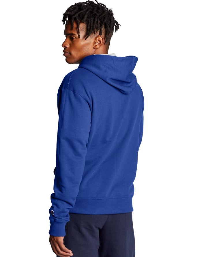 Champion Powerblend Fleece Full Zip C Logo Hoodie Herr Blå | 5824037-WF