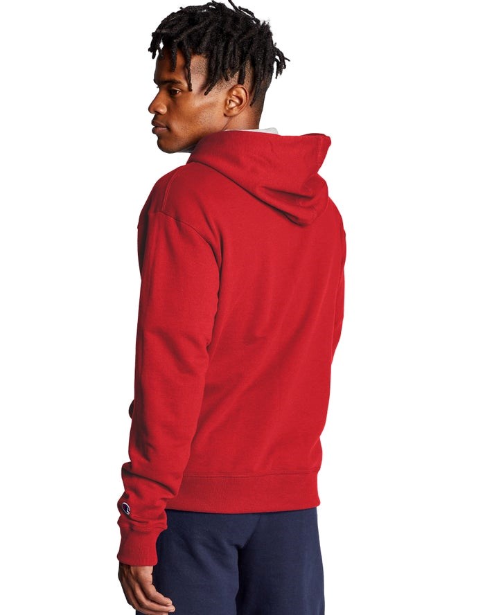 Champion Powerblend Fleece Full Zip C Logo Hoodie Herr Röda | 6235901-UK