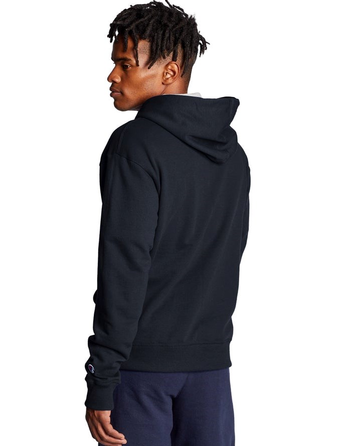 Champion Powerblend Fleece Full Zip C Logo Hoodie Herr Marinblå | 9016245-VS