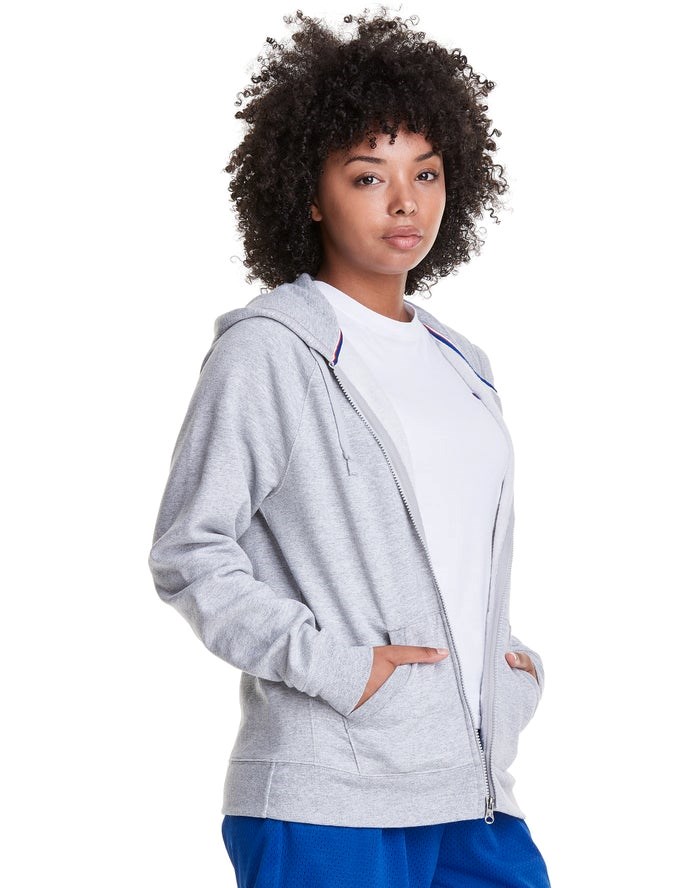 Champion Powerblend Fleece Full Zip Hoodie Dam Grå | 2451903-AT