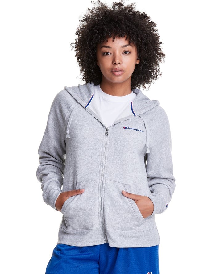 Champion Powerblend Fleece Full Zip Hoodie Dam Grå | 2451903-AT