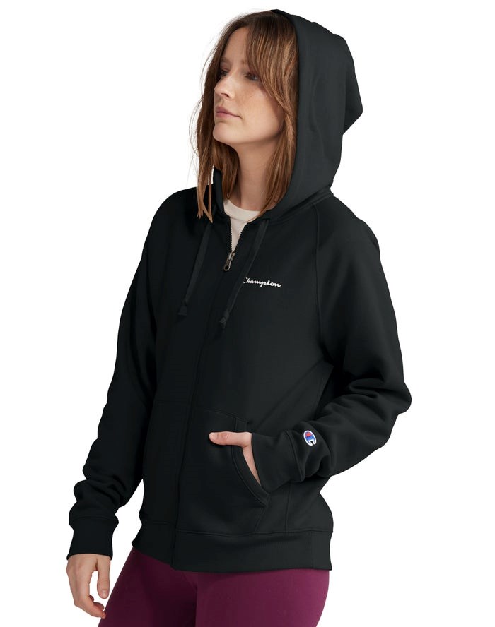 Champion Powerblend Fleece Full Zip Jacka Dam Svarta | 7850196-LY