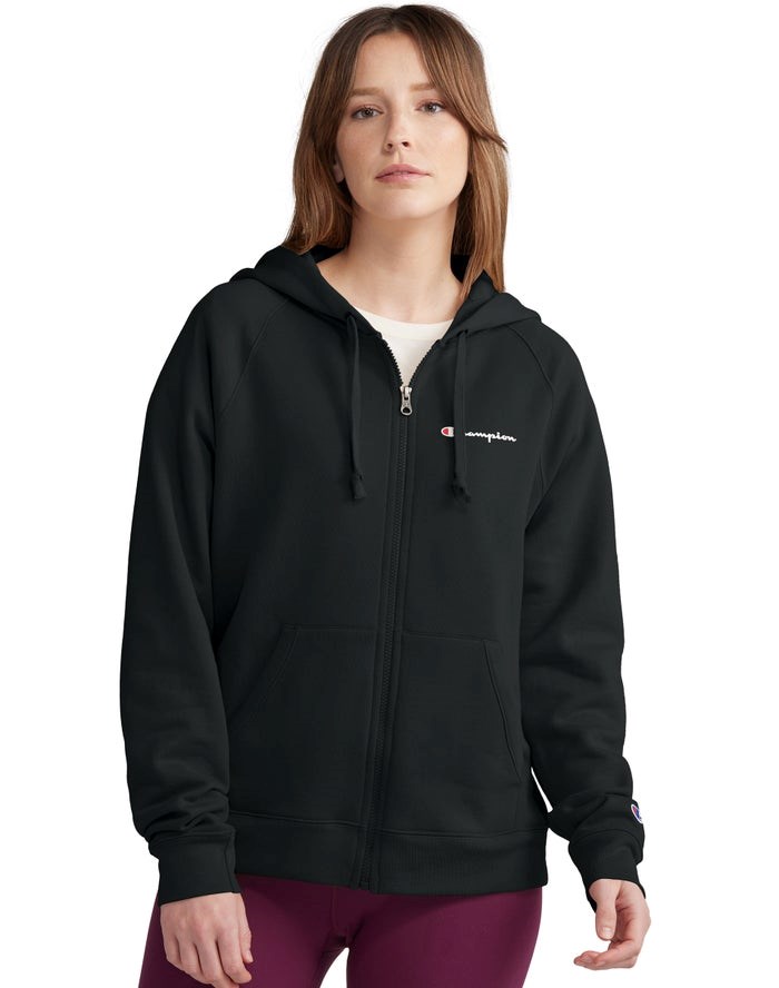 Champion Powerblend Fleece Full Zip Jacka Dam Svarta | 7850196-LY