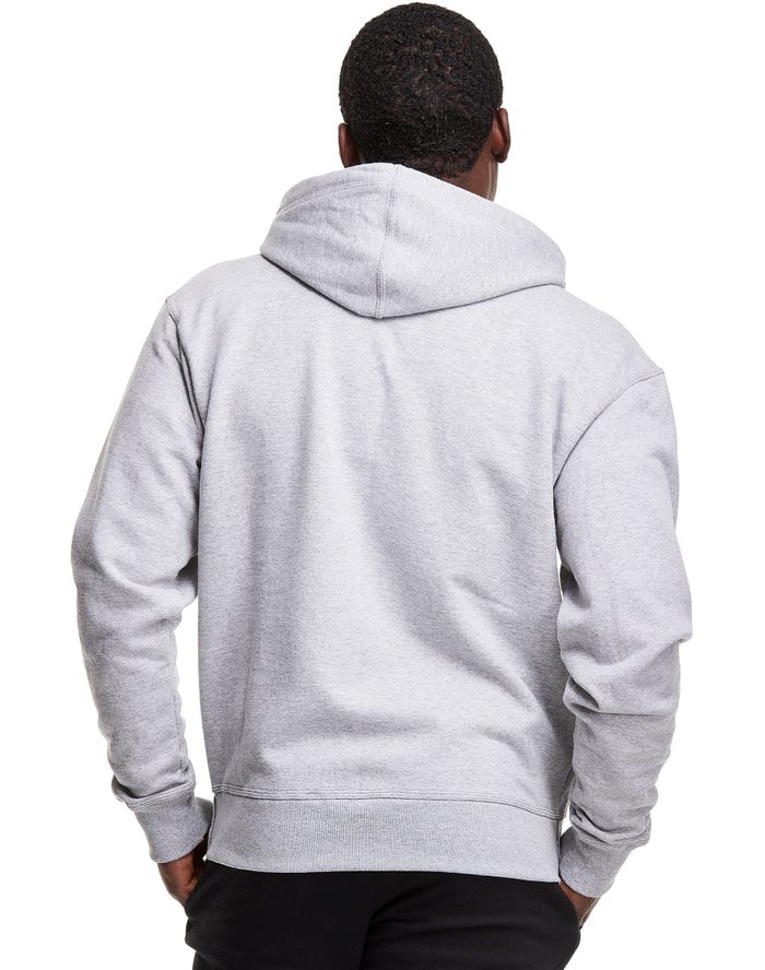 Champion Powerblend Fleece Full Zip Script Logo Hoodie Herr Grå | 9321507-BN