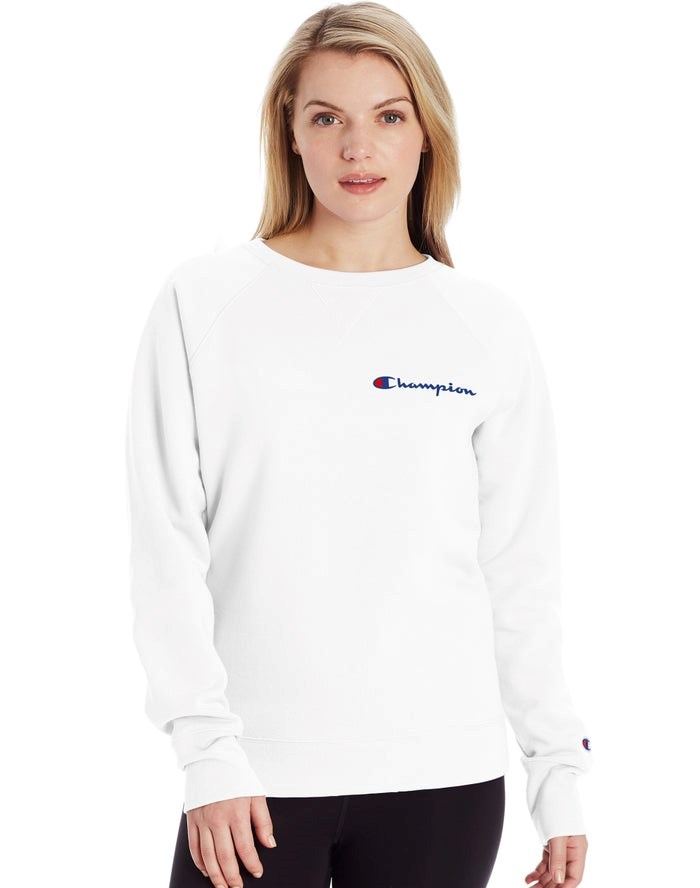 Champion Powerblend Fleece Klassiska Crew Script Logo T-shirt Dam Vita | 5834217-YC