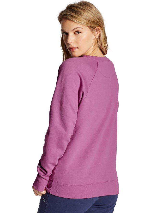 Champion Powerblend Fleece Klassiska Crew T-shirt Dam Rosa | 7692354-QB