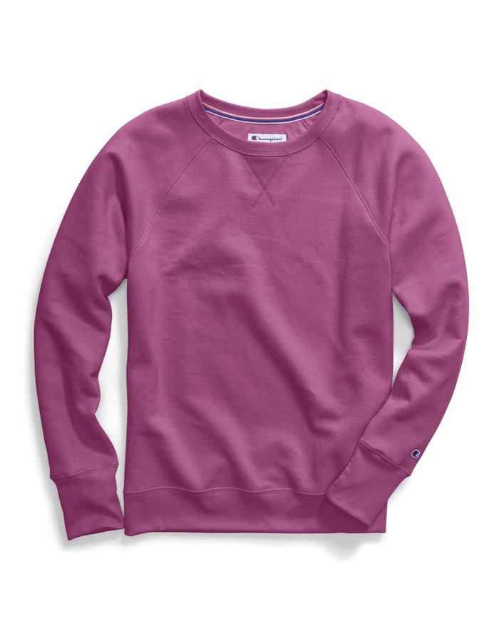 Champion Powerblend Fleece Klassiska Crew T-shirt Dam Rosa | 7692354-QB