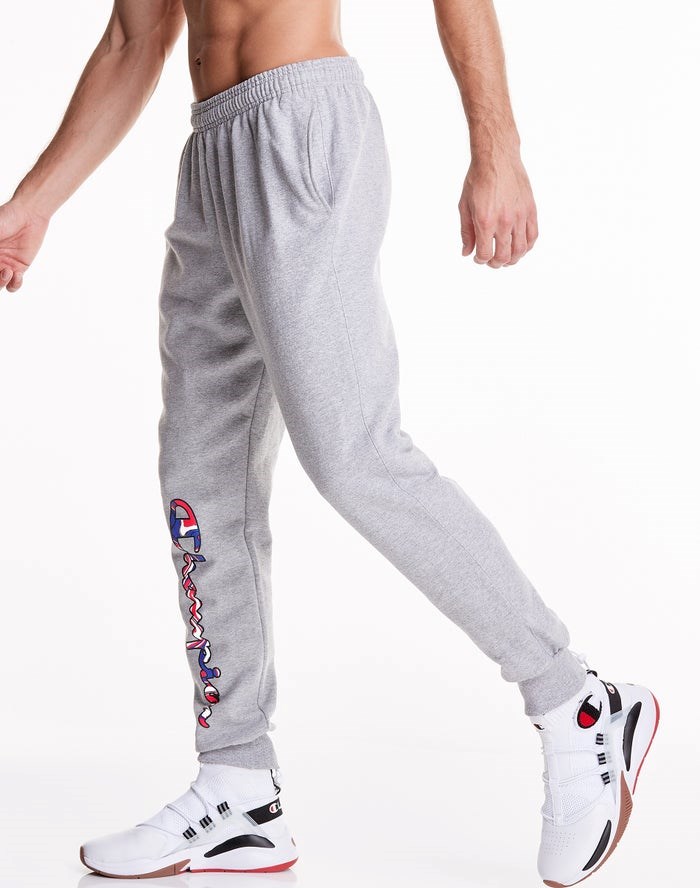 Champion Powerblend Fleece Liquid Filled Script Logo Sweatpants Herr Grå | 1864203-NA