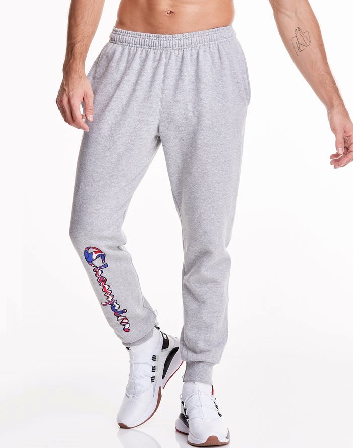 Champion Powerblend Fleece Liquid Filled Script Logo Sweatpants Herr Grå | 1864203-NA