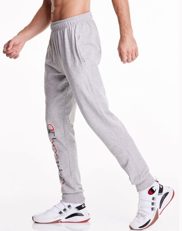 Champion Powerblend Fleece Liquid Filled Script Sweatpants Herr Grå | 7392846-VU