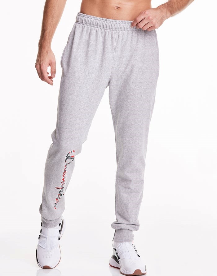 Champion Powerblend Fleece Liquid Filled Script Sweatpants Herr Grå | 7392846-VU