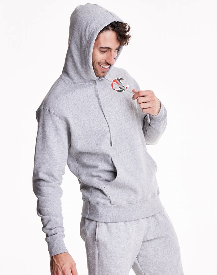 Champion Powerblend Fleece Liquid Filled C Hoodie Herr Grå | 9581370-BO