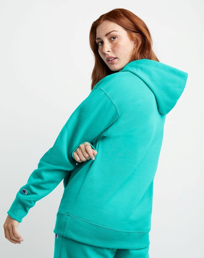 Champion Powerblend Fleece Oversized Jacka Dam Turkos | 7283509-FR