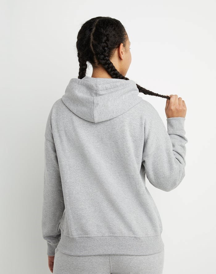 Champion Powerblend Fleece Relaxed Script Logo Jacka Dam Grå | 0629318-CB