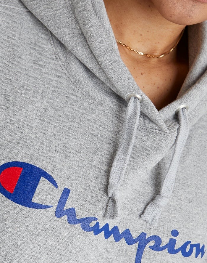 Champion Powerblend Fleece Relaxed Script Logo Jacka Dam Grå | 0629318-CB