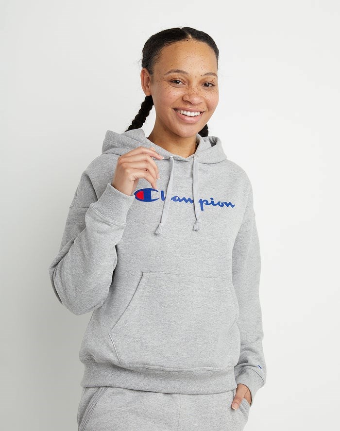 Champion Powerblend Fleece Relaxed Script Logo Jacka Dam Grå | 0629318-CB