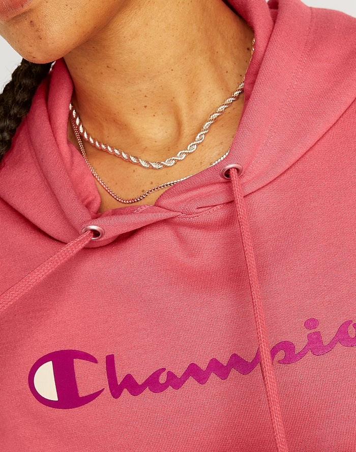 Champion Powerblend Fleece Relaxed Script Logo Jacka Dam Korall | 4709281-GX