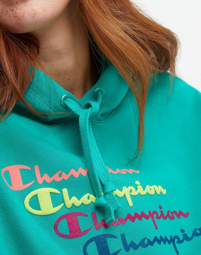 Champion Powerblend Fleece Relaxed Stacked Scripts Logo Jacka Dam Turkos | 1273964-BV