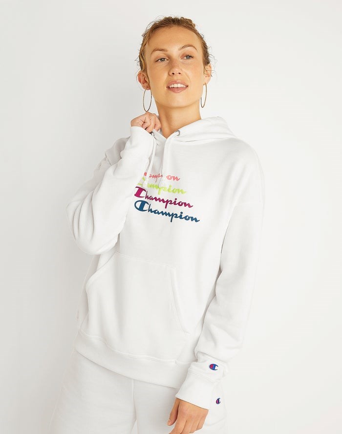 Champion Powerblend Fleece Relaxed Stacked Scripts Logo Jacka Dam Vita | 7124368-MS