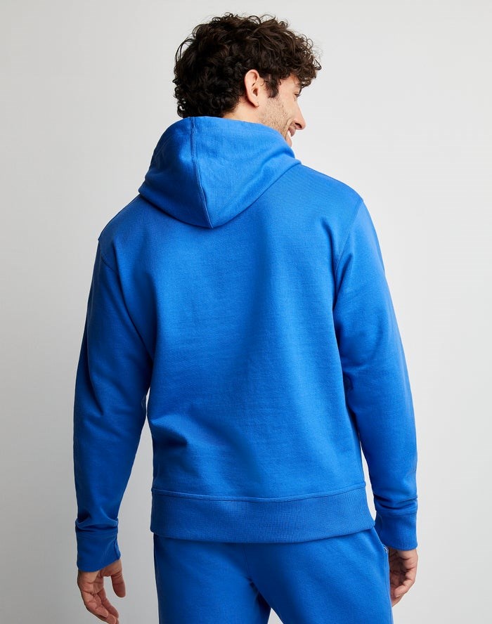 Champion Powerblend Fleece Ripple Effect Hoodie Herr Blå | 2760513-ER