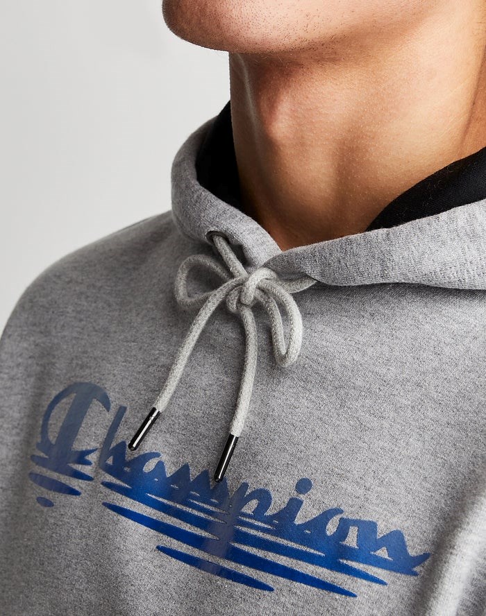 Champion Powerblend Fleece Ripple Effect Hoodie Herr Grå | 7256049-QS