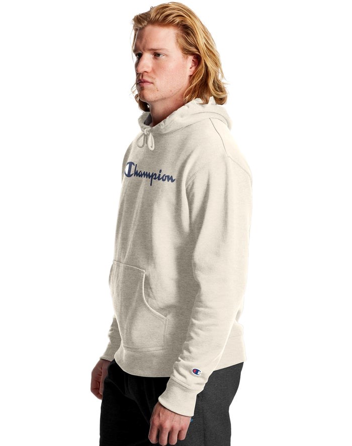 Champion Powerblend Fleece Script Logo Hoodie Herr Grädde | 0427598-SF