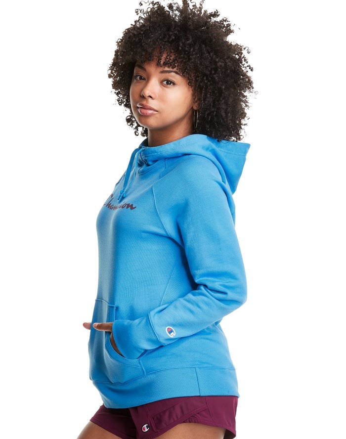 Champion Powerblend Fleece Script Logo Jacka Dam Blå | 2376509-PV